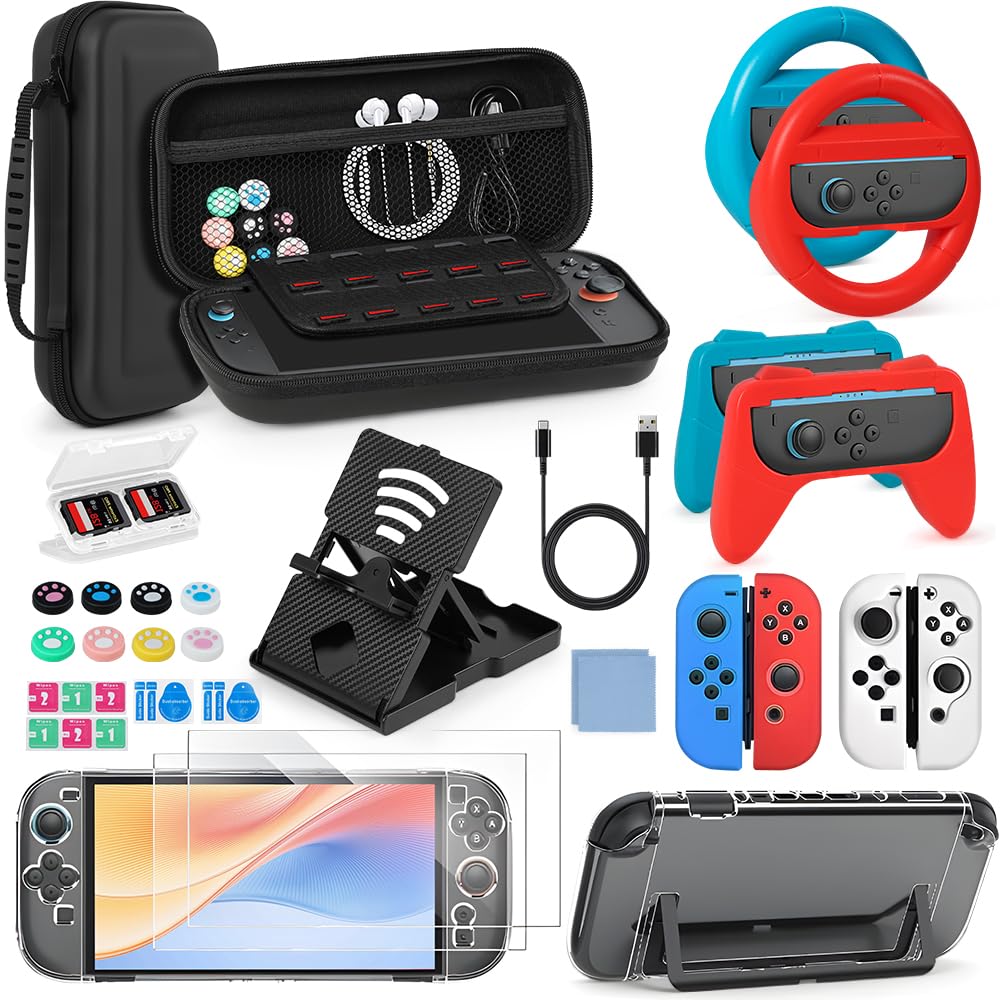 Nintendo Switch 本体+コントローラー4+SD+ケース　セット Zenkon Case para Nintendo Switch OLED, Kit 27 em 1 Acessórios para
